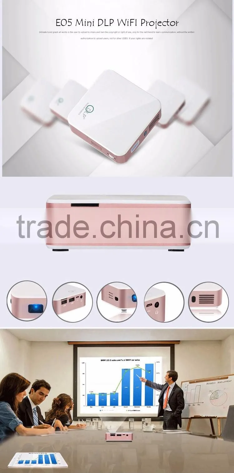 Mini Projector E05 Bluetooth Wifi Home Theater Pico Portable Pocket LED USB DLP Projector Android 4.4 Built in battery 3000mA