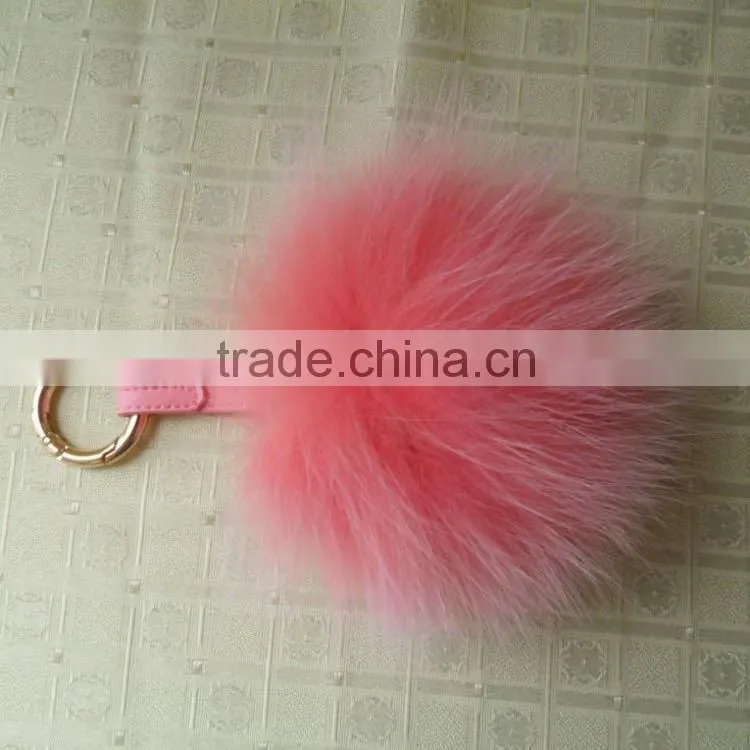 Wholesale Fox Fur Pom poms with Keychain