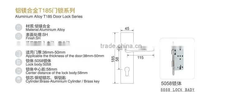Hot Sale High Quality Tri-Circle ALuminium Alloy Lever Latch Door handles locks/ wholesale household Door handles locks set
