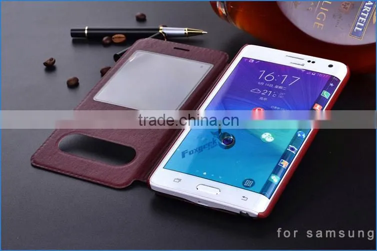 Wholesale Luxury Phone Case for samsung galaxy note 4 with double window protective cover case
