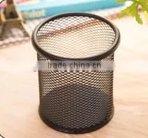 Icegreen Multifunctional Black Metal Square Mesh Design Home Office Pen Holder Case