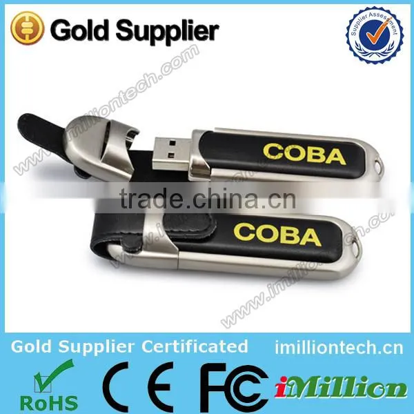 Leather Promotion Gift USB Disk 2GB, Customer Logo Print USB Flash Drive , mini Leather USB Key 2GB
