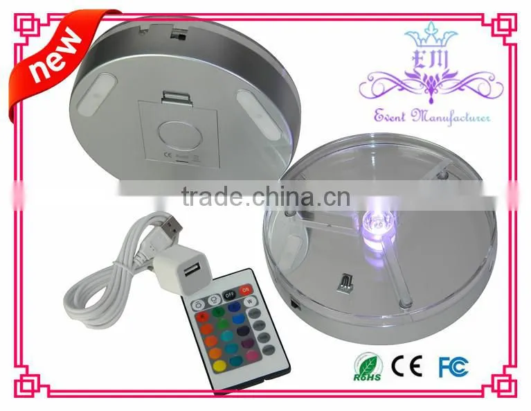 Rechargeable multi-color led centerpiece light base 6 inch led vase lighting base for wedding/ party decoration