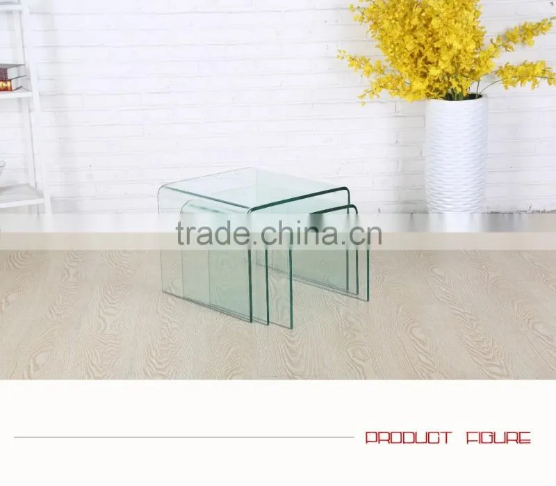 Bent glass coffee table set Chinese manufacture