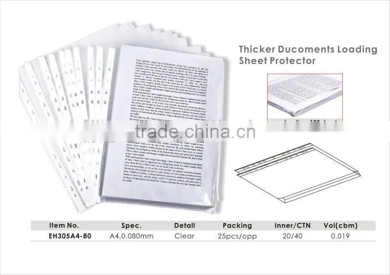 Good Quality A4 Easily Opening "L Shape" Sheet Protector