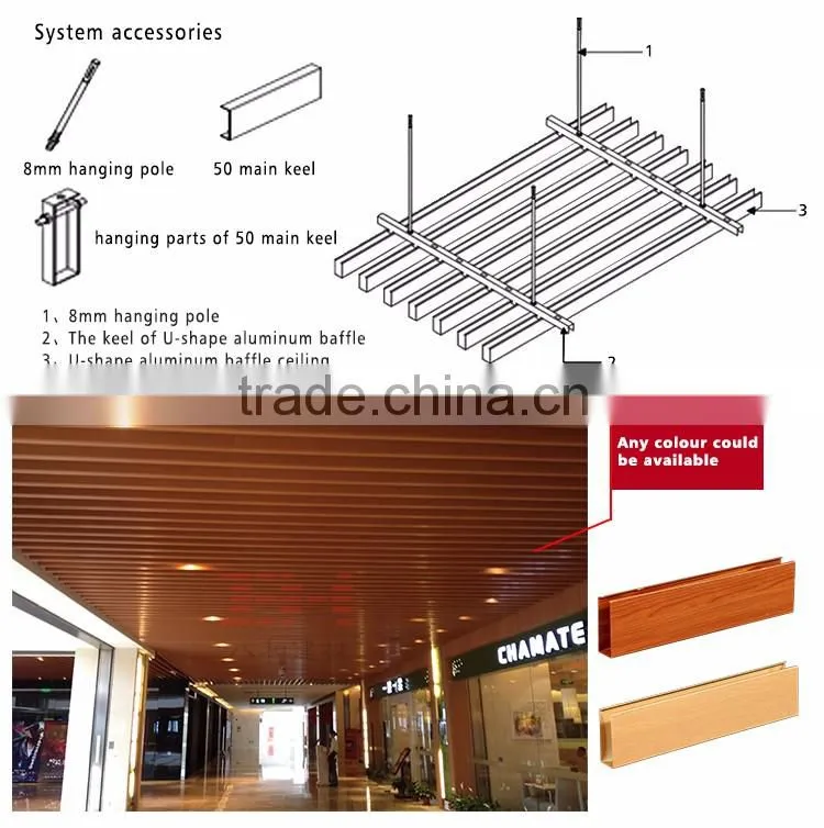 Building materials wood finish aluminum baffle ceiling