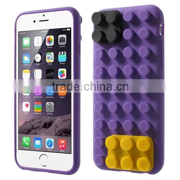 2015 hot selling 3D Building Block silicon case for apple iPHONE 6