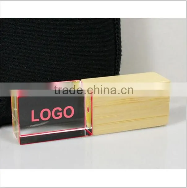 Wood crystal usb flash drive 1-64GB bulk 1gb customized usb