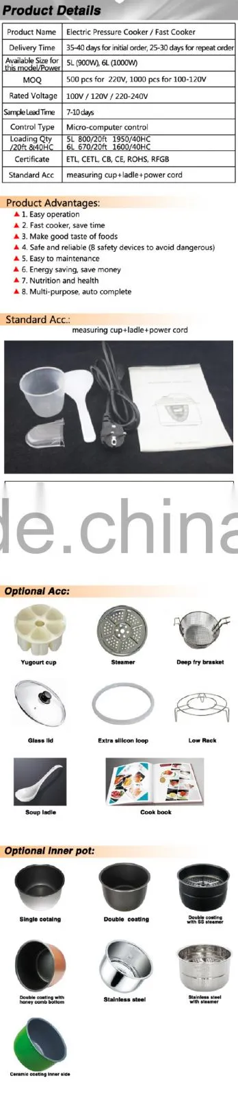 New LED display touch sensor switch Electric Pressure Cooker