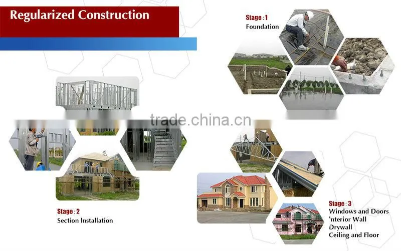 high quality prefab light steel structure/frame/building