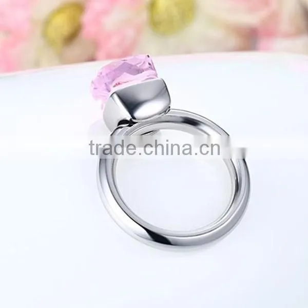 Wholesale Lady Colors Glass Stainless Steel Ring