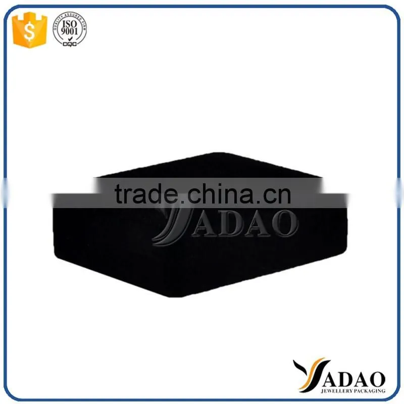 Customized handmade black flocking ring box custom packaging