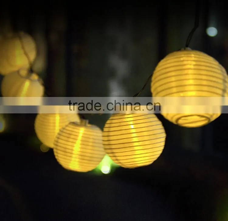 Solar String Lights Outdoor 15.7ft 20 LED Warm White Fabric Lantern Christmas Globle Lights