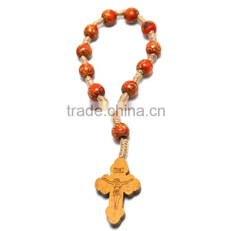 cording bead rosary,wooden deads rosary necklace,catholic decade rosaries yiwu