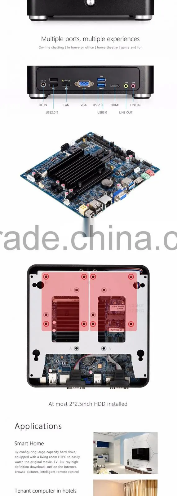 Realan H44-i7H45T1 ITX Mini PC i7 Support Win7 Win8 Win10 Linux