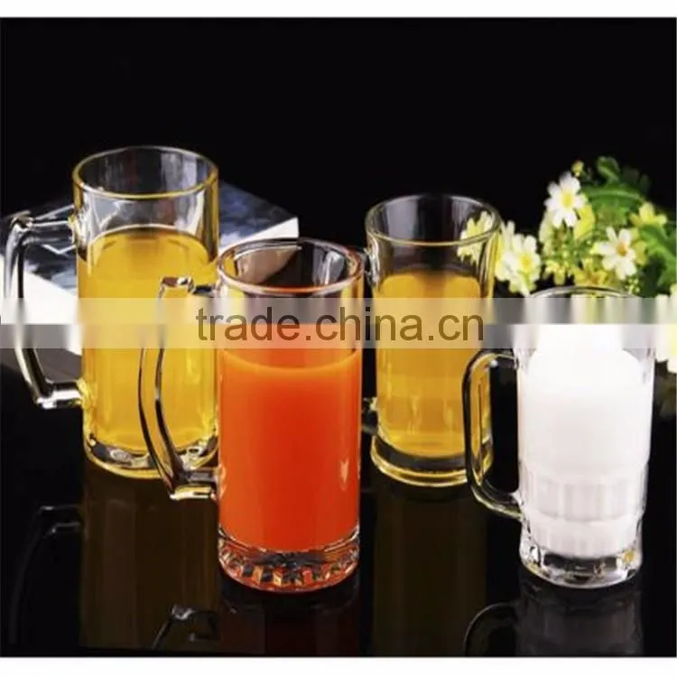 Promotional Custom Design Tall Glass Beverage/Glass Beer Mug With Handle