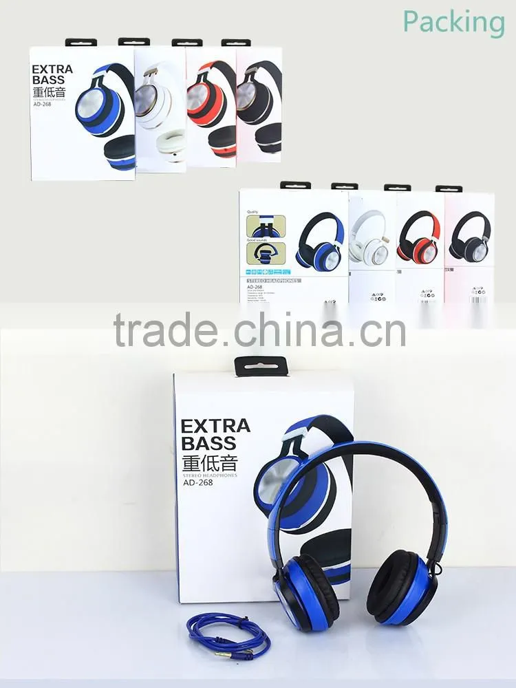 2016 AD-268 value for money bass headphones cable winder headset