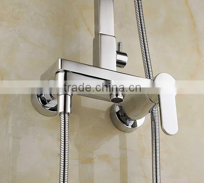 Hot sale wall mounted square design bath&shower faucet set with rainfall shower head