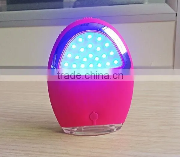 Rechargeable silicon face cleanser water-proof vibrating facial massager with red&blue light