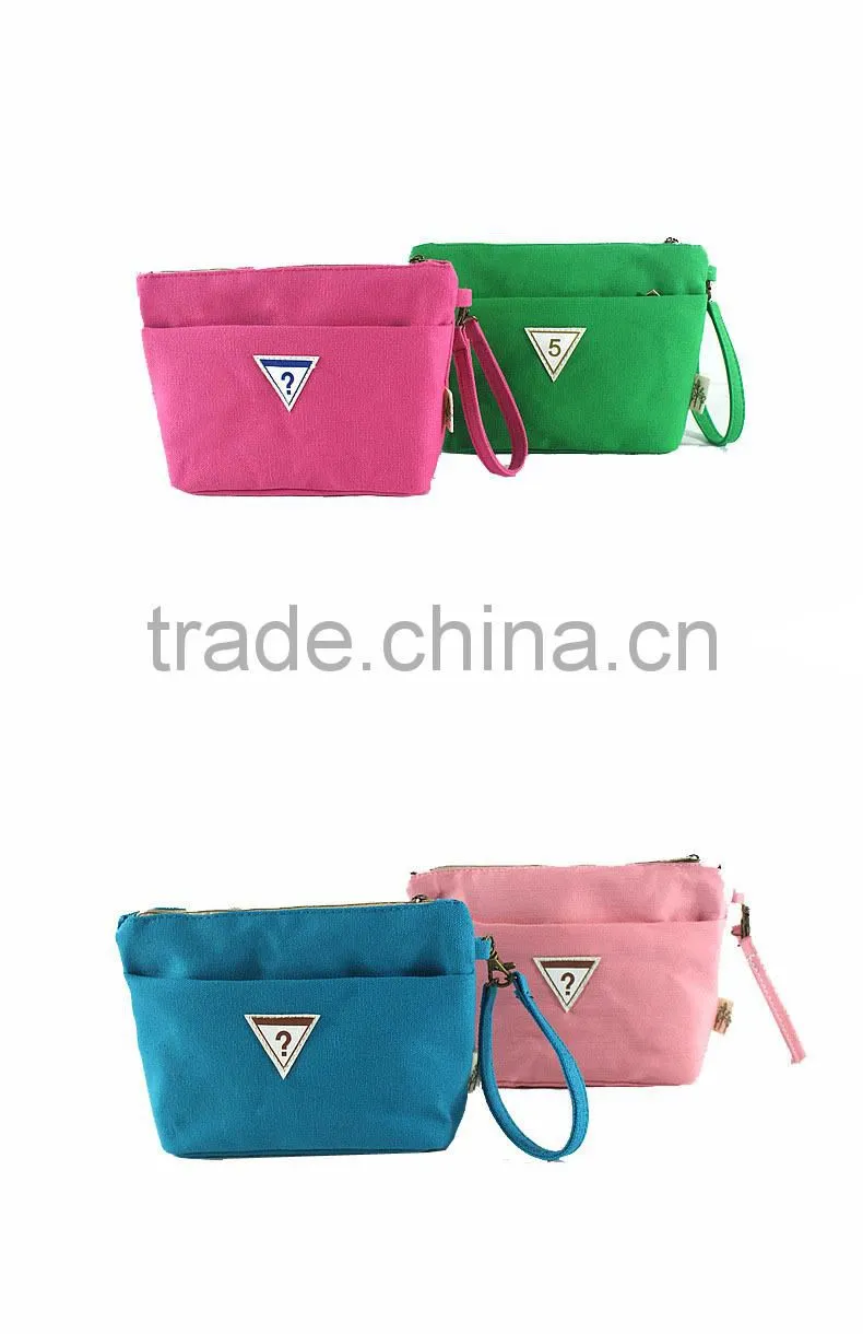 2015 new design custom 100% cotton canvas necessity bag with handle