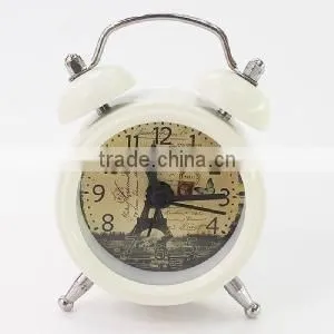 2016 hot selling 5*7.5cm white iron alarm clock $1.0