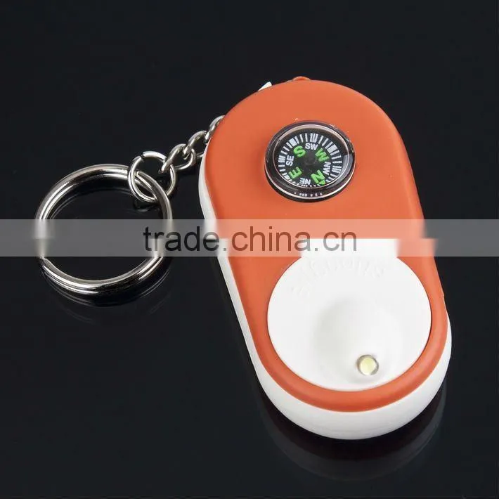 Mini Jewelry Loupe Keychain Magnifier Hiking Compass Magnifying Glass LED 15X