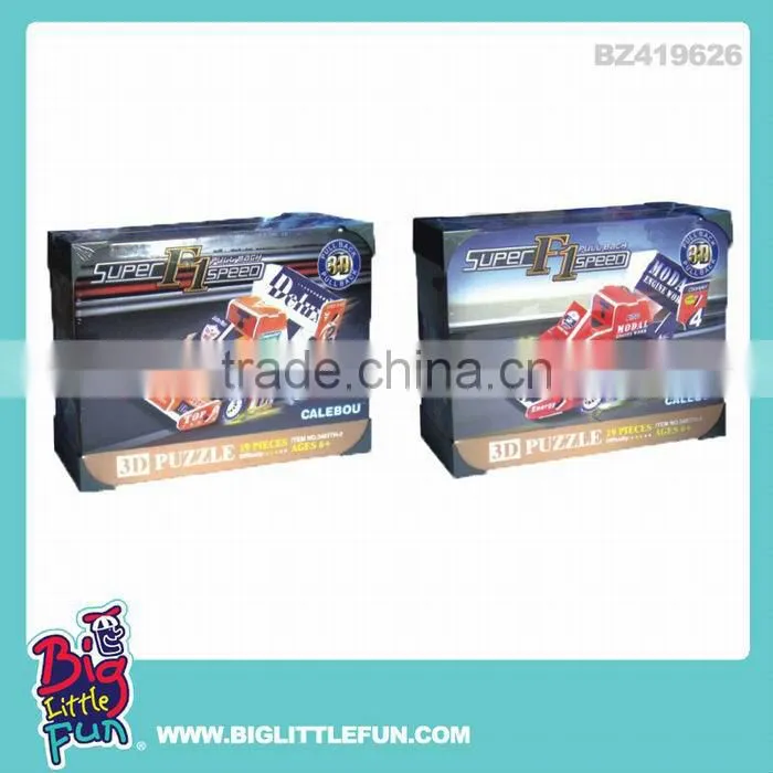 DIY 3d puzzle pull back intelligent diy model car toy f1