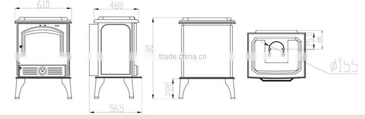Factory Direct Selling fireplace Cast Iron Material Wood burning stove with low price