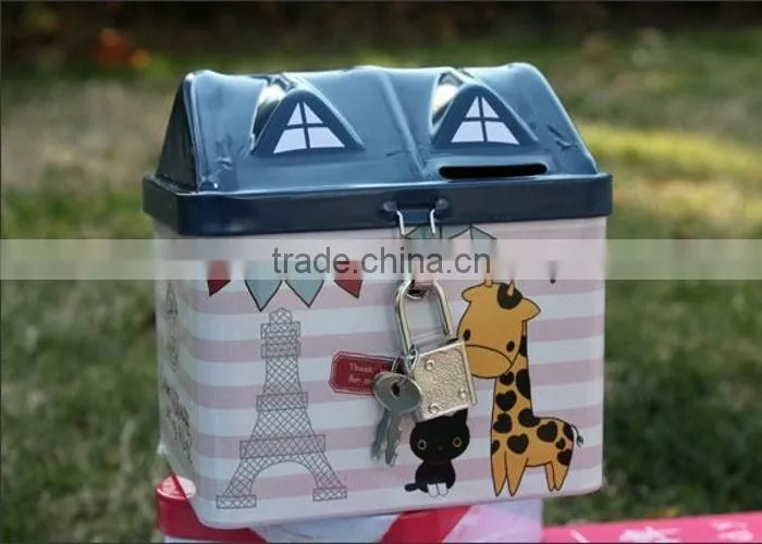 house shaped candy tin box