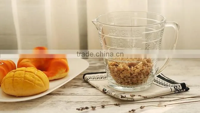 New glass measuring cup Embossed glass measuring cup