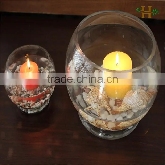 Handmade Thick Pedestal Fish Bowl Round Glass Decrative Bowls