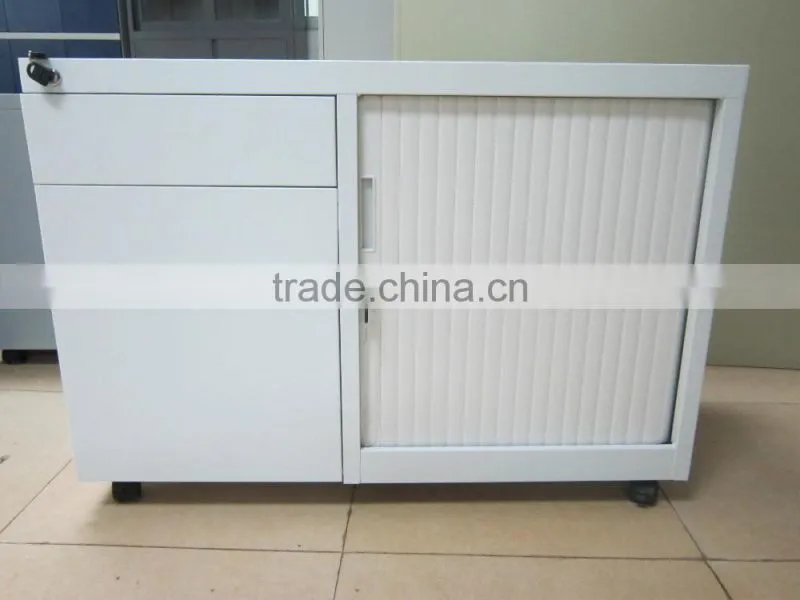 Mobile pedestal tambour door file cabinet with 3 drawer