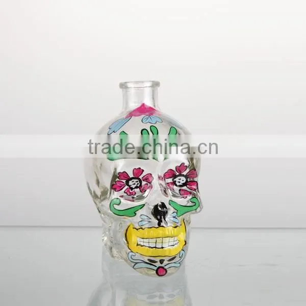2016 newest 14oz skull paper transter glass oil&vinager bottle