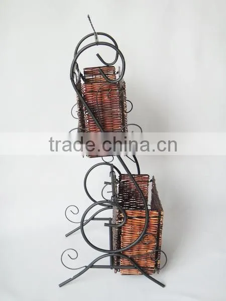 2 Tier Scroll design magazine storage wicker rack or magazine Holder