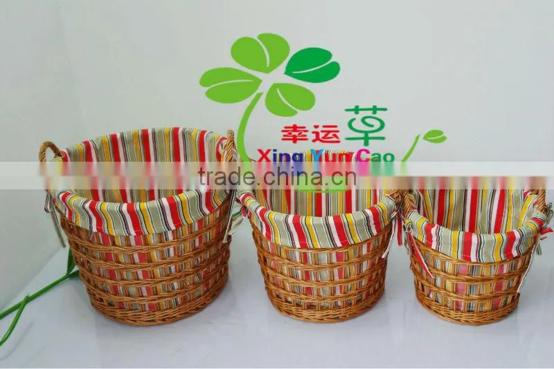 set of 3 small wicker laundry basket for home or hotel factory supply