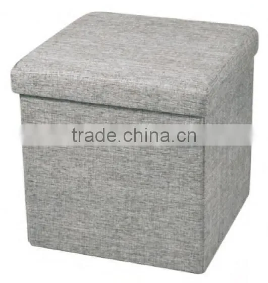 Collapsible Storage Ottoman Cube Foot Rest Stool Comfy Linen-like Fabric Lift Off Top