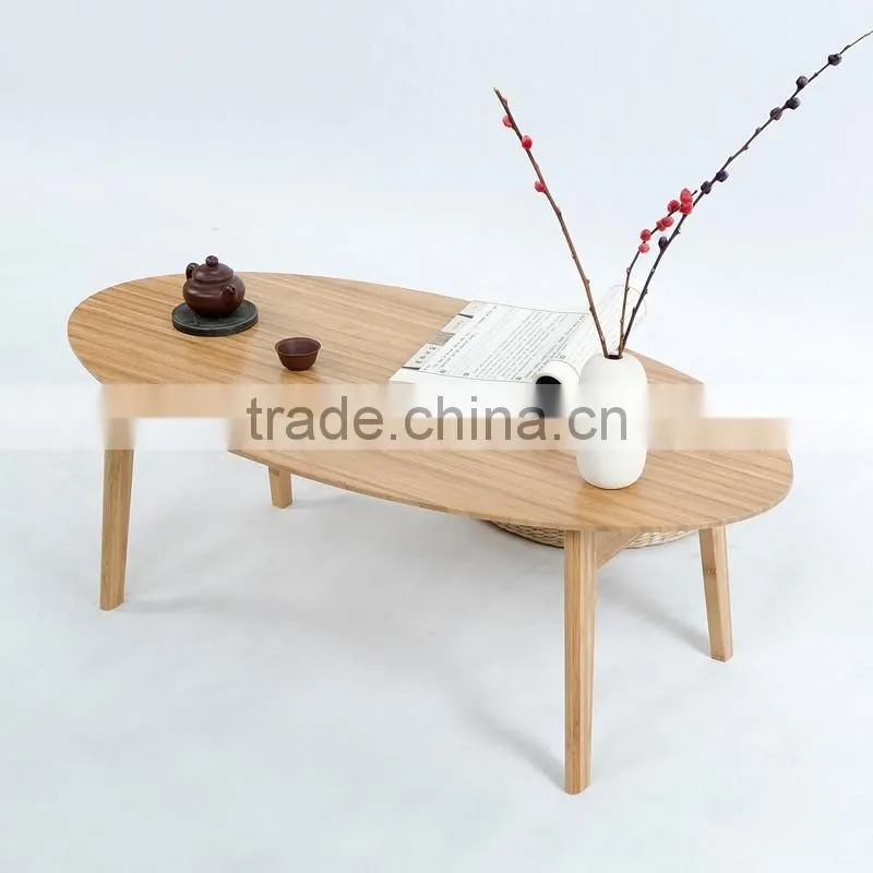 Eco-friendly bamboo morden no folding round coffee table for living room