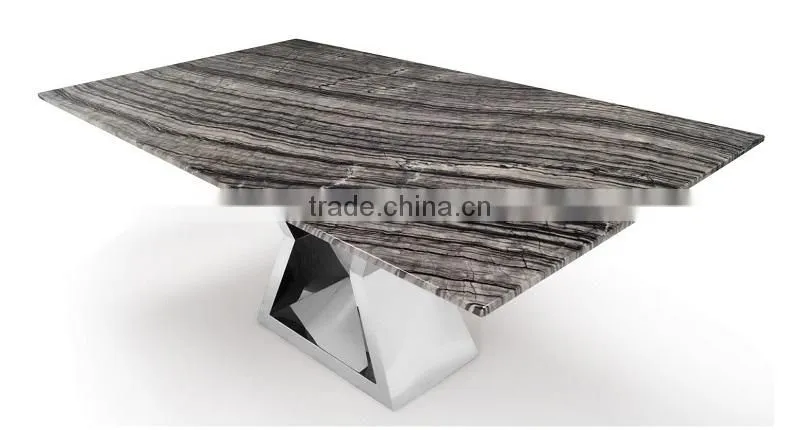 Modern Dining Table with Marble Top and Chrome Base