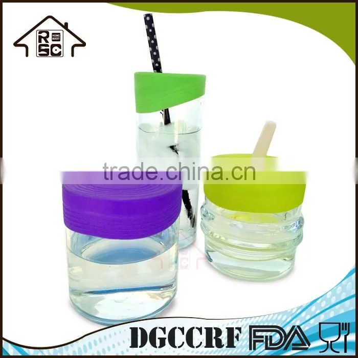 NBRSC Stretch Universal Silicone Water Bottle Cup Cover Silicone Lid Straw Topper Set of 5