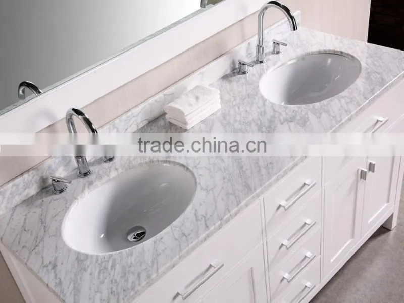 Italy Carrara White Marble Oval Sink Bathroom Vanity Top