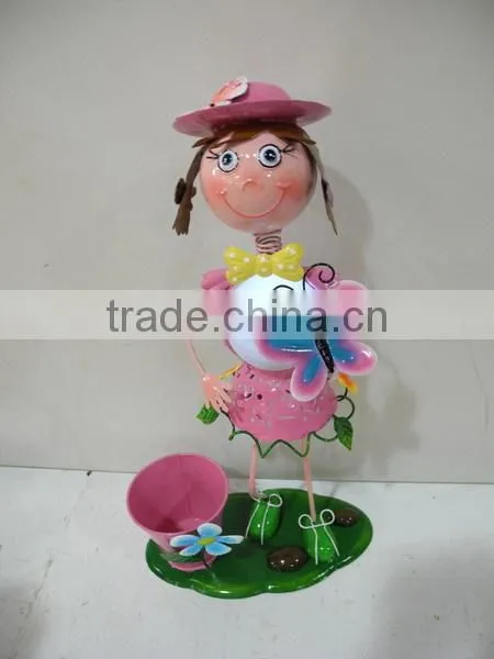Beautiful girl with solar light for garden