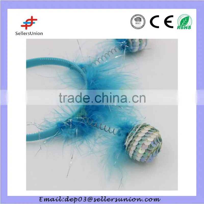 2015 Feather Bling Bling Sequins Ball Party Hair Accessories For Kids