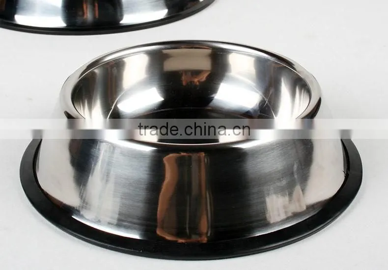Best selling product wholesale skidproof cheap 201 stainless steel dog bowl with silicone ring