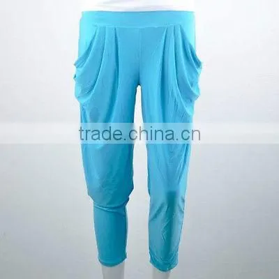 women basic slim stretch long casual loose harem capri pants hip-hop leggings