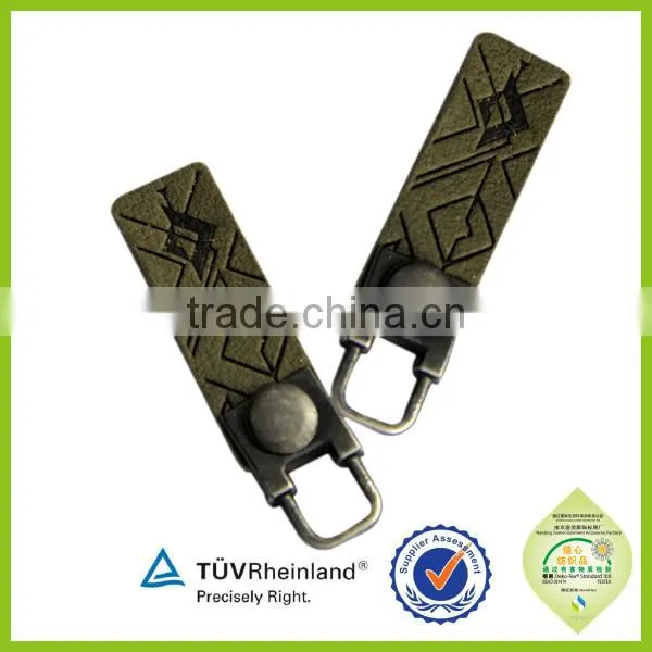 China manufacturer wholesale high quality embossed custom zipper puller
