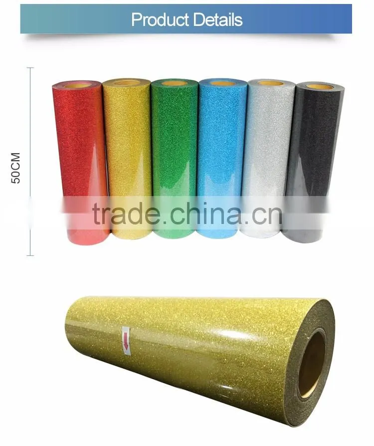 Hot selling korea quality glitter heat transfer vinyl for clothing