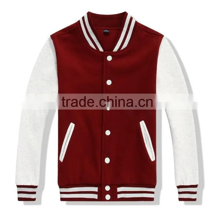 Hot Sale Oem Service China Wholesale Men Fleece Baseball Coat Jacket Button Custom Print