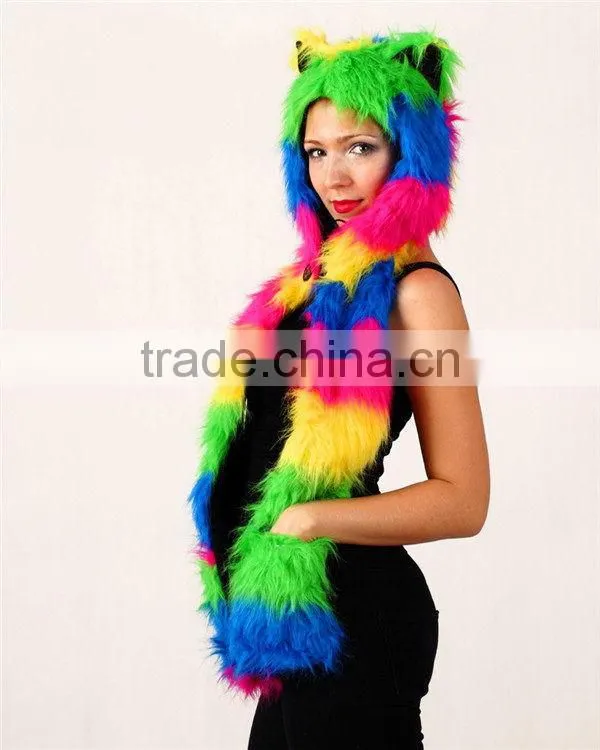 Top grade classical OEM services fuzzy animal hood hats