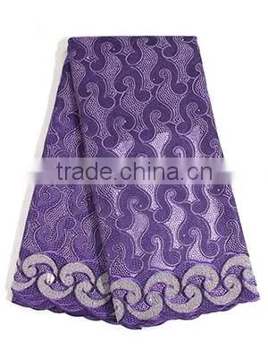 Bestway New Design Yiwu Lace Fabric Swiss Cotton Voile Lace With Rhinestone SL0417