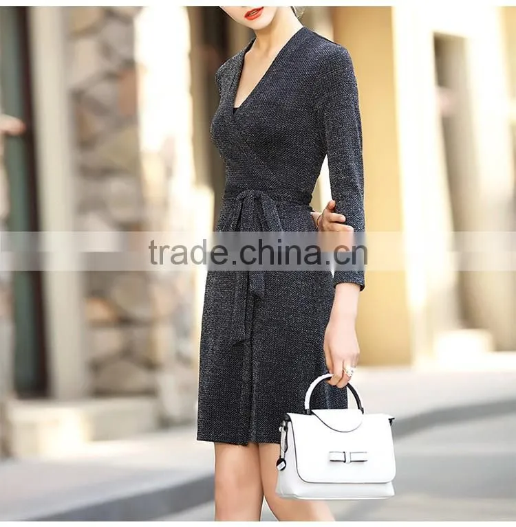 Women deep v-neck sexy nighty dress korean office dress casual one piece dress xxl black